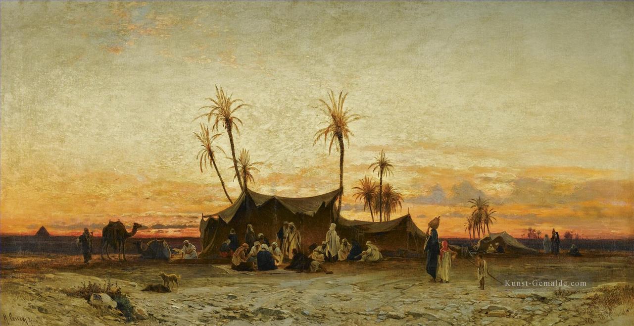 un accampamento arabo al tramonto Hermann David Salomon Corrodi orientalische Kulisse Araber Ölgemälde